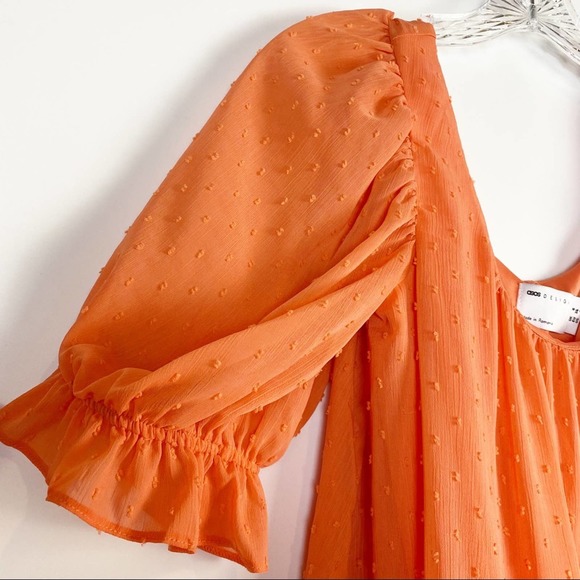 ASOS DESIGN SWISS DOT MINI DRESS CORAL - Picture 2 of 8